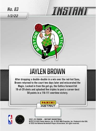 Spor Hatıraları Jaylen Brown Boston Celtics Fanatikleri Özel Paralel Panini Instant Brown Kariyerinde En iyi 50 Puanı