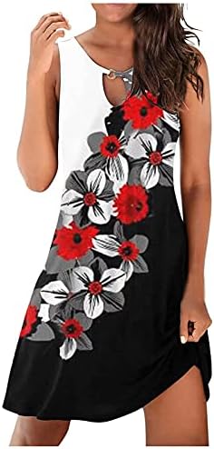 lczıwo Yaz Elbiseler Kadınlar için 2023 Çiçek Baskı Degrade Hem Tankı Elbiseler Bir Çizgi Plaj Sundress Shift Tunik