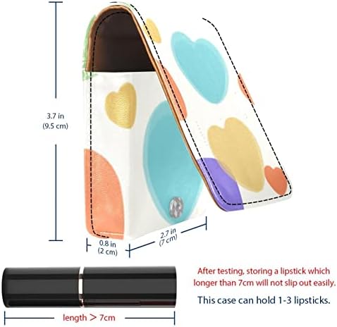ORYUEKAN Ruj Kılıfı Ayna ile Sevimli Taşınabilir Makyaj Çantası kozmetik torbası, Renkli Kalp Güzel Desen Karikatür