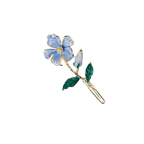 Süper peri küçük çiçek saç klipleri Retro Sofistike saç klipleri saç aksesuarları at kuyruğu (mavi)