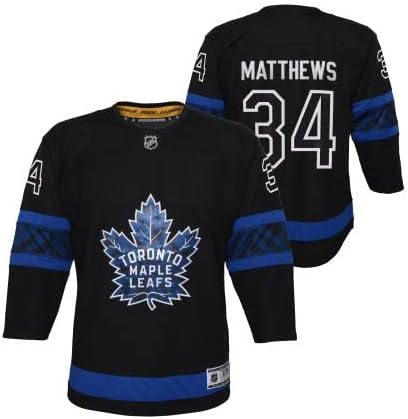 OuterStuff Gençlik Toronto Maple Leafs Auston Matthews Siyah Alternatif Çoğaltma Oyuncu Flipside Forması