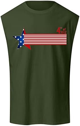 DOUHEN Amerikan Bayrağı Tank Top Erkekler Erkek Bağımsızlık Günü Bahar Yaz Yelek Baskı Desen Yuvarlak Boyun Artı Boyutu