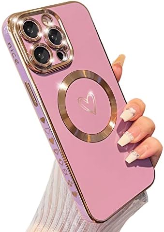 ankofave Manyetik Kılıf iPhone 13 Pro Max Telefon Kılıfı Kadınlar için, Sevimli Aşk Kalp Yumuşak Magsafe Kılıfı, Yükseltilmiş