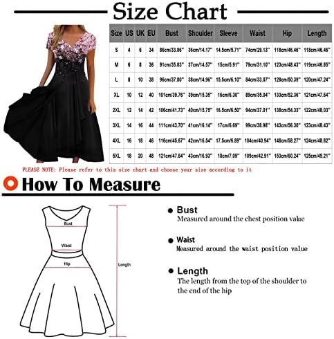 Kadınlar için yaz Elbiseler 2023 Kısa Kollu Ekip Boyun Yumuşak uzun elbise Tatil Rahat Baskılı Yüksek Bel Maxi Elbise