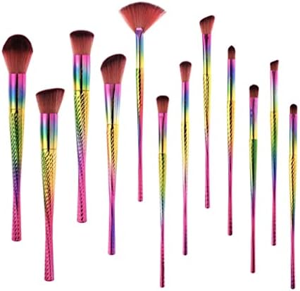 Kalın Gökkuşağı Makyaj Fırçalar 12 Adet Fırça Seti Kiti Komple Yüz Göz Pudra Makyaj Fırçalar Araçları (Renk: A, Boyut