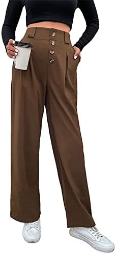 COKUERA kadın Düz Renk Geniş Bacaklı Pantolon Tunik Ince Yaz Slacks Elastik Gömme Yüksek Bel Şık Pantolon