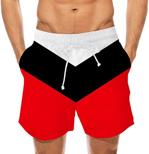 Erkekler Rahat Şort, Yaz Elastik Bel Pantolon 3D Baskılı Çizgili Colorblock Hafif Yırtılmaz Streç plaj şortu