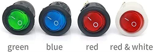 Berrysun Rocker Anahtarı 10 ADET ON / Off Yuvarlak Rocker Anahtarı LED aydınlatmalı Mini Siyah Beyaz Kırmızı Mavi