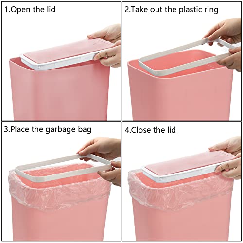 Fasmov çöp tenekesi 2 Paket 7.5 Litre / 2 Galon Plastik çöp konteyneri Kutusu ile Basın Üst Kapak, çöp sepeti için