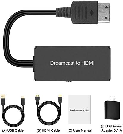 Sega Dreamcast HDMI Dönüştürücü Destekler 16:9/4:3 anahtarlama, Tak ve Çalıştır HD HDMI Kablosu Sega Dreamcast (Sega
