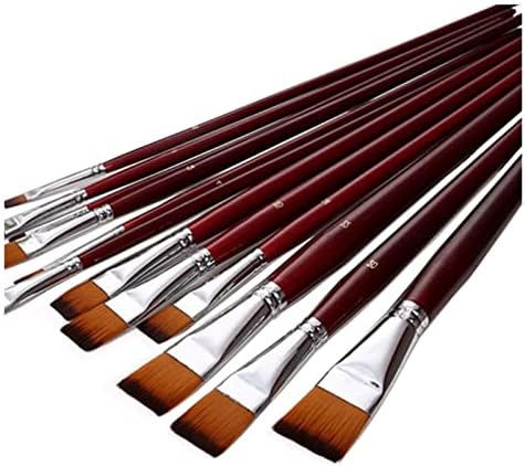 FZZDP Iki Renkli Naylon Düz Tepe Yağ Kalem 12 Takım Fırçalar Sanat Suluboya Fırçaları Boya Fırçaları