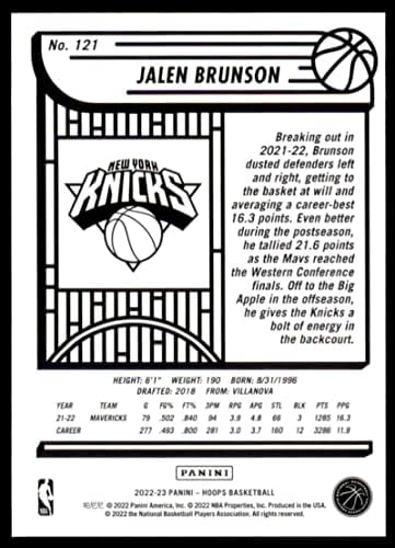 2022-23 Panini NBA Çemberleri 121 Jalen Brunson NM-MT New York Knicks Basketbol Ticaret Kartı NBA