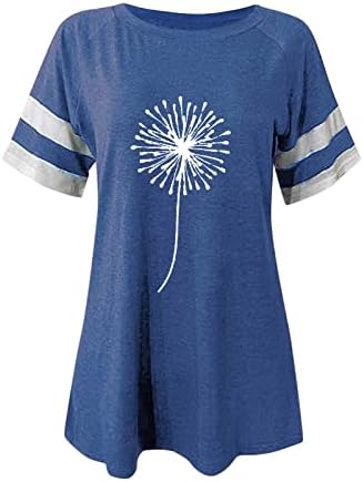 Fandream Tatil Gömlek Kadınlar için Ayçiçeği Kısa Kollu O Boyun T Gömlek Gevşek İş Giysisi Kadın Üstleri ve Bluzlar