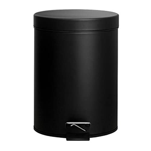 YAĞSIZ Mini çöp tenekesi çöp tenekesi, 5 Litre çöp tenekesi Demir Pedallı Silindir Kapaklı Buzlu Siyah Ev Mutfak Banyo