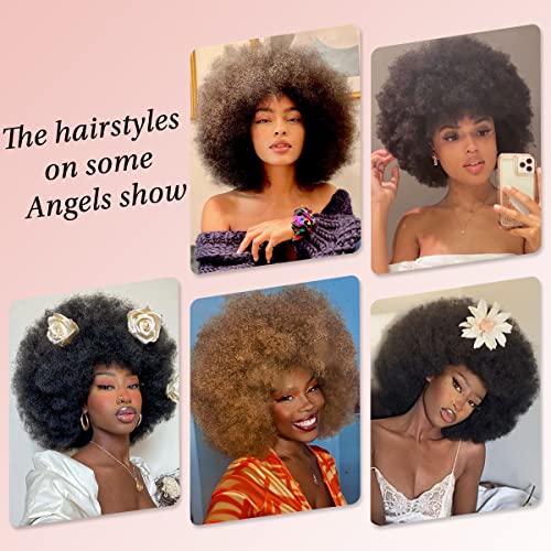Kalyss 16 kadın Kısa Afro Kinky Kıvırcık Saç Sarışın Peruk Siyah Kadınlar için Büyük Kabarık ve Yumuşak Doğal Görünümlü