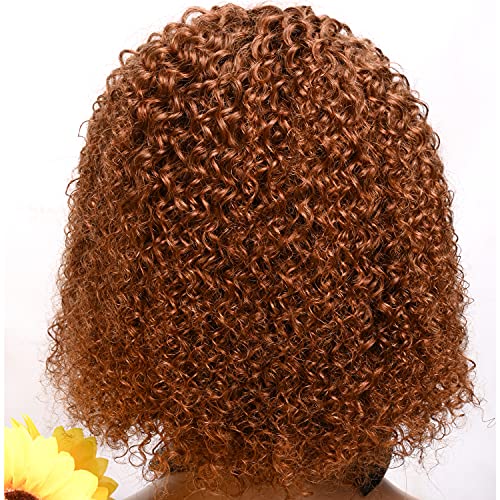 Afro Bob İnsan Saç Peruk 150 % Yoğunluk Kısa Kinky Kıvırcık Peruk Tam Kap Hairpieces Brezilyalı Curlys Doğal Peruk