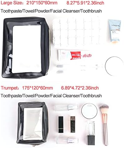 Jumyshe 2 Paket Kristal Berraklığında makyaj çantası Fermuarlı, Seyahat Makyaj Kozmetik Çantası Kadın Erkek, Su Geçirmez