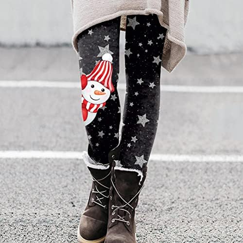 IIUS Noel Tayt Kadınlar için Yumuşak Rahat Fırçalanmış Tayt Gnome Tayt Pantolon Yüksek Belli Egzersiz Rahat Parti