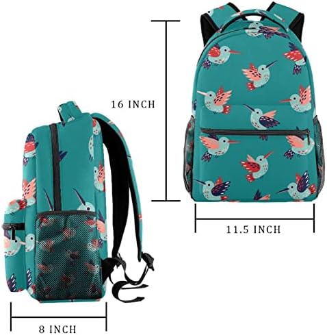 Hummingbirds Desen Sırt Çantaları Erkek Kız Okul Kitap Çantası Seyahat Yürüyüş Kamp Sırt Çantası Sırt Çantası