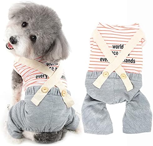 Ranphy Evcil Hayvan Giysileri Küçük Köpek Tulum Erkek Kız Şerit Pijama Yavru Kedi Genel Pijama Yumuşak Pamuklu Gömlek