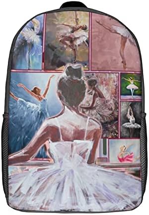 17 İnç Bale Sırt Çantası Balerin Baskılı Seyahat Çantaları Su Geçirmez Dayanıklı Laptop Sırt Çantası Kızlar için