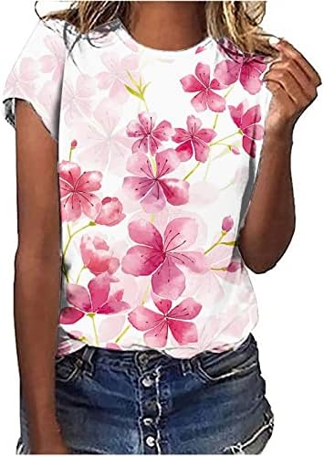 Bluz T Shirt Kadınlar için Yaz Sonbahar 2023 Kısa 1/2 Kollu Pamuklu Çiçek Grafik Salonu Gömlek ZV ZV