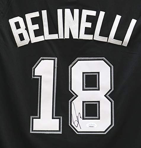 Marco Belinelli San Antonio Spurs İmzalı İmzalı Siyah 18 Dikişli Forma JSA COA