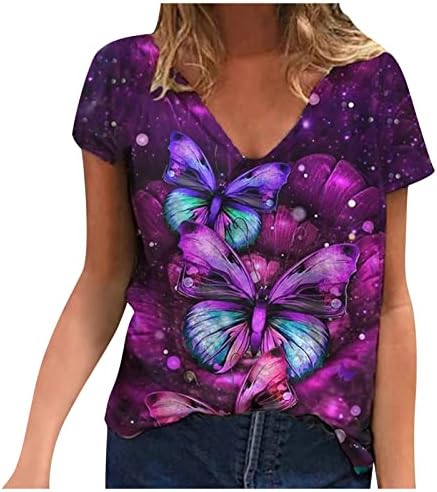 Kızlar Yumuşak Rahat Giyim Kısa Kollu Pamuklu Grafik Üst Gömlek Yaz Sonbahar V Boyun T Shirt Kadınlar için 3S 3S