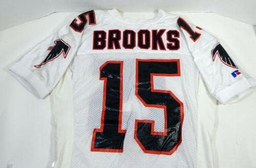 1994 Atlanta Falcons Brooks 15 Oyunu Yayınlandı Beyaz Forma 75 Annv Yaması 44 51-İmzasız NFL Oyunu Kullanılmış Formalar