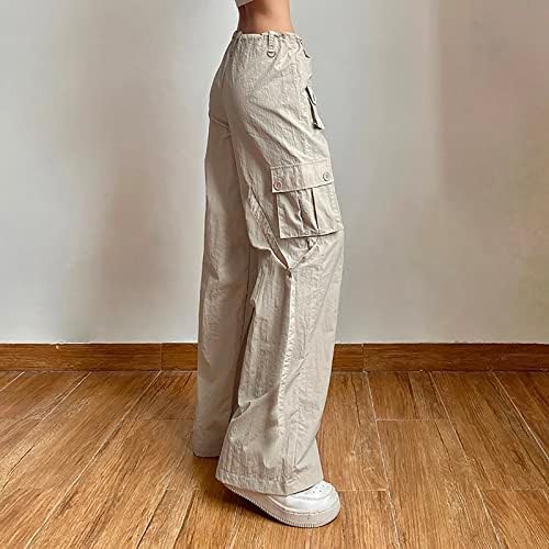 Oiumov Kargo Pantolon Kadın, Bayan Kargo Pantolon Baggy Y2K Yüksek Bel Sweatpant Geniş Düz Bacak Gevşek Streetwear