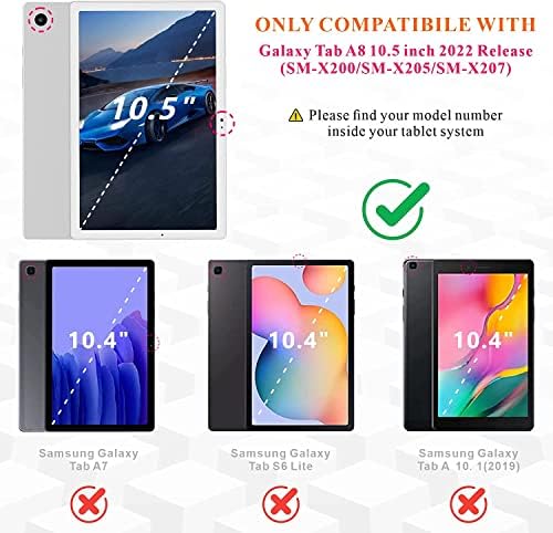 CIAOYE Kılıf Samsung Galaxy Tab için A8 10.5 Kılıf 2022 SM-X200/X205/X207, Premium PU Deri Kılıf Çok Görüş Açıları