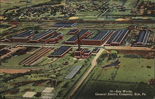 Eserlerin Havadan Görünümü, General Electric Company Erie, Pennsylvania PA Orijinal Antika Kartpostal