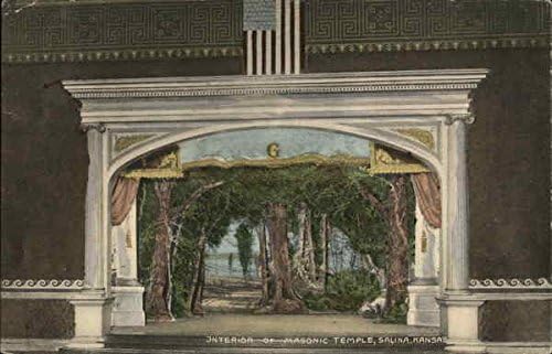 Masonik Tapınağın içi Salina, Kansas KS Orijinal Antika Kartpostal