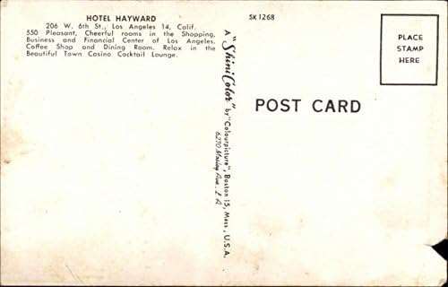 Otel Hayward Los Angeles, Kaliforniya CA Orijinal Vintage Kartpostal