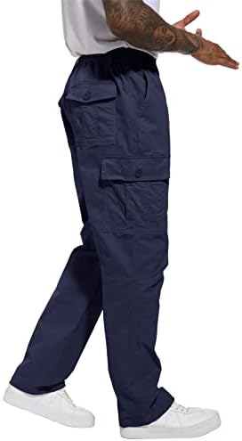 MAGCOMSEN Kargo Pantolon Erkek Rugular Fit Rahat pamuklu pantolonlar Açık Hafif İş Pantolonu Çoklu Cepler