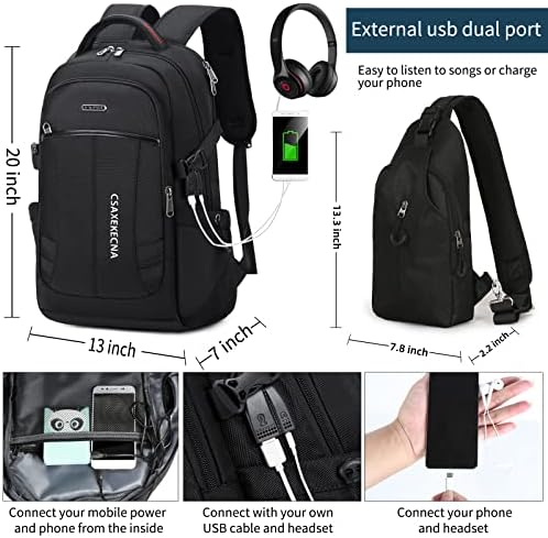 YANIMENGNU MİNGMOU dizüstü bilgisayar seyahat sırt çantası, ekstra büyük anti-hırsızlık okul sırt çantası, USB şarj