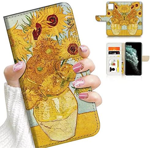 AJOURTEK iPhone 12, iPhone 12 Pro, Sanat Tasarlanmış Flip Cüzdan Stil Kapak Kılıf Vincent Van Gogh Boyama Tam Vücut