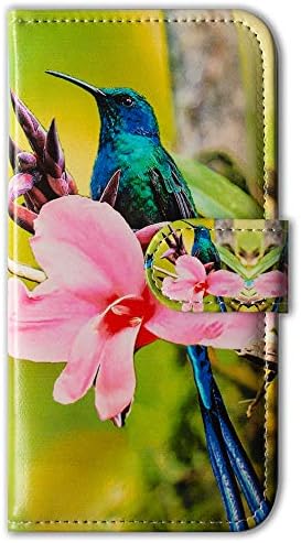 Bcov Galaxy S21 5G Durumda, Hummingbird Pembe Çiçek Deri Flip telefon kılıfı Cüzdan Kapak ile Kart Yuvası Tutucu Kickstand