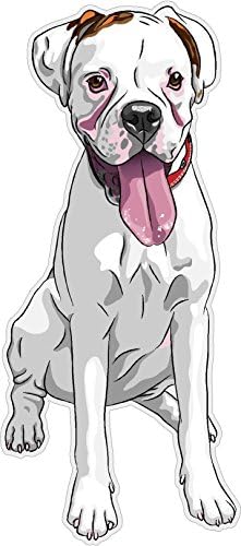 Köpek Boksör Beyaz 7x3. 2 inç Adamın En İyi Arkadaşı Köpek Yavrusu Hayvan Amerika Birleşik Devletleri Murica Renkli