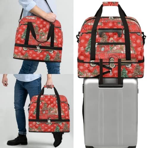 Noel Ağacı Kırmızı Kamyon 04 Katlanabilir silindir seyahat çantası Tote Bagaj Taşımak Spor spor çanta Ayakkabı Bölmesi