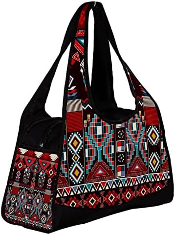 Meksika Geometrik Etnik Desen silindir seyahat çantası Spor spor çanta Haftasonu Gecede Tote Çanta Kadın Erkek için
