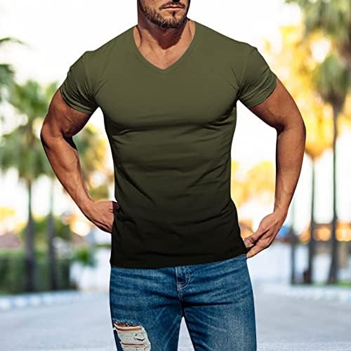 RTRDE erkek T-Shirt Rahat Kısa Kollu Gömlek Degrade Boyun Yumuşak Gevşek Fit Grafik Tees Yaz Tişörtleri T-Shirt