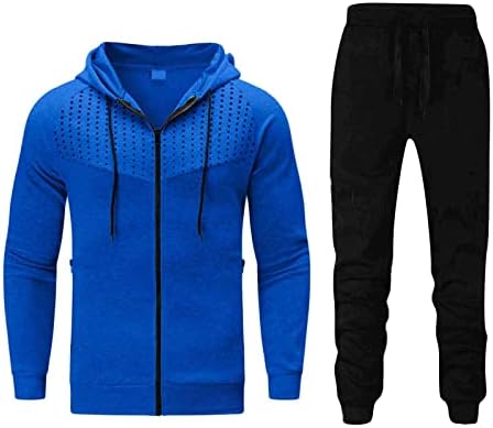 Erkek Sonbahar ve Kış Üst takım elbise Spor ve Eğlence Polka Dot Kazak ve Pantolon Yelek ve pantolon seti Mavi