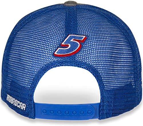 Damalı Bayrak Sporları Kyle Larson 2022 5 Hendrick Cars Takımı Yetişkin Düz Kenarlı NASCAR Mavi Gri Şapka