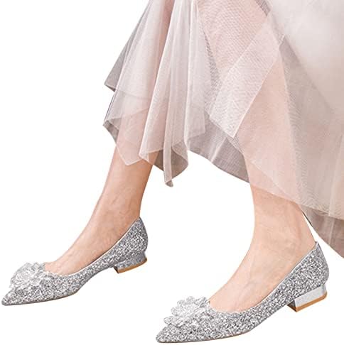 Kadınlar için düz Elbise Ayakkabı Bayan Ayakkabıları Tıknaz Topuklu Glitter Katır Akşam Parti Düğün Pompaları Rahat