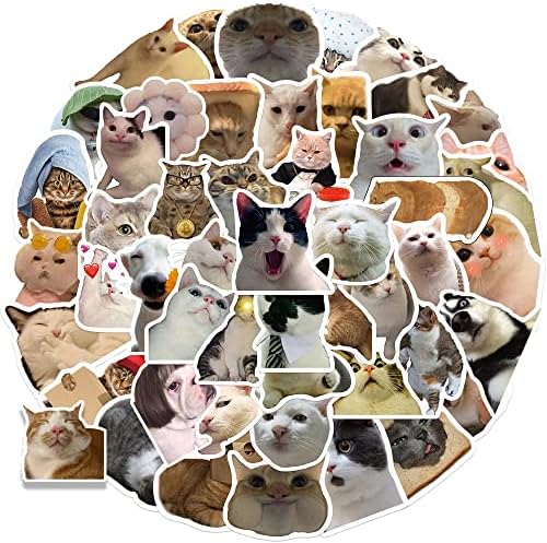 100 ADET Sevimli Kedi Çıkartmalar, Kawaii Komik Kedi Köpek Meme Çıkartmaları Vinil Su Geçirmez Çıkartmalar Su Şişesi