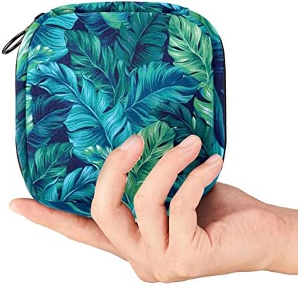 Sıhhi Peçete saklama çantası, Makyaj Çantası, Tampon Çanta, Ped Kılıfı, Adet Fincan Çanta, Yaprak Yeşil Tropikal Bitki