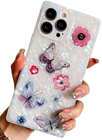 BANAILOA iPhone 13 Pro Max Kılıf için Uyumlu Kare, Lüks Glitter Mermer Kılıf Kadınlar için İnce Koruyucu Girly Kılıf