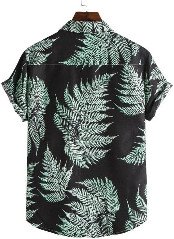 HOUKAI Hawaiian Plaj Tarzı Takım Elbise Yaka Baskı Kısa Kollu Şort Takım Elbise erkek İki Parçalı (Renk: D, Boyut: