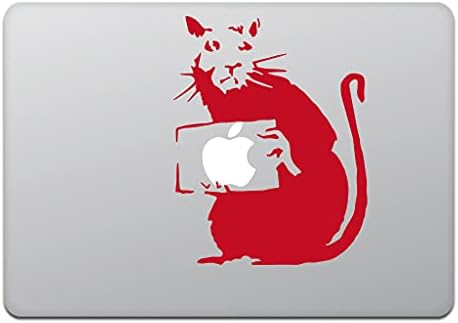 Tür Mağaza MacBook Air / Pro 13 MacBook Çıkartması Sıçan Banksy Sıçan Banksy Kırmızı M749-R